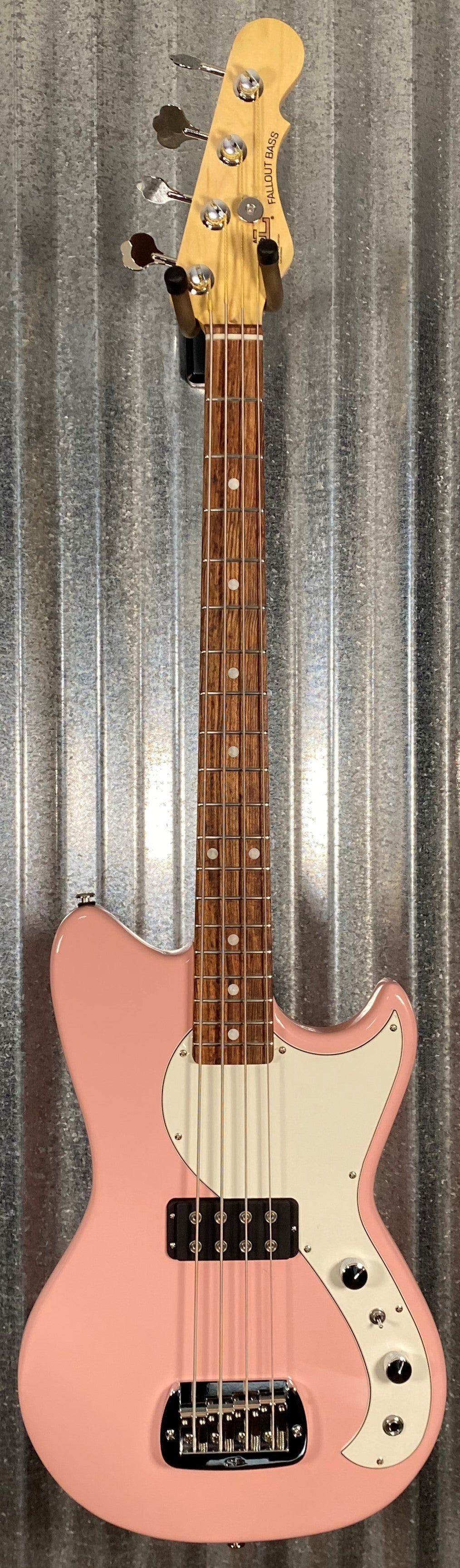 G&L USA Fullerton Deluxe Fallout Bass 4 String Short Scale Shell Pink & Bag #1009