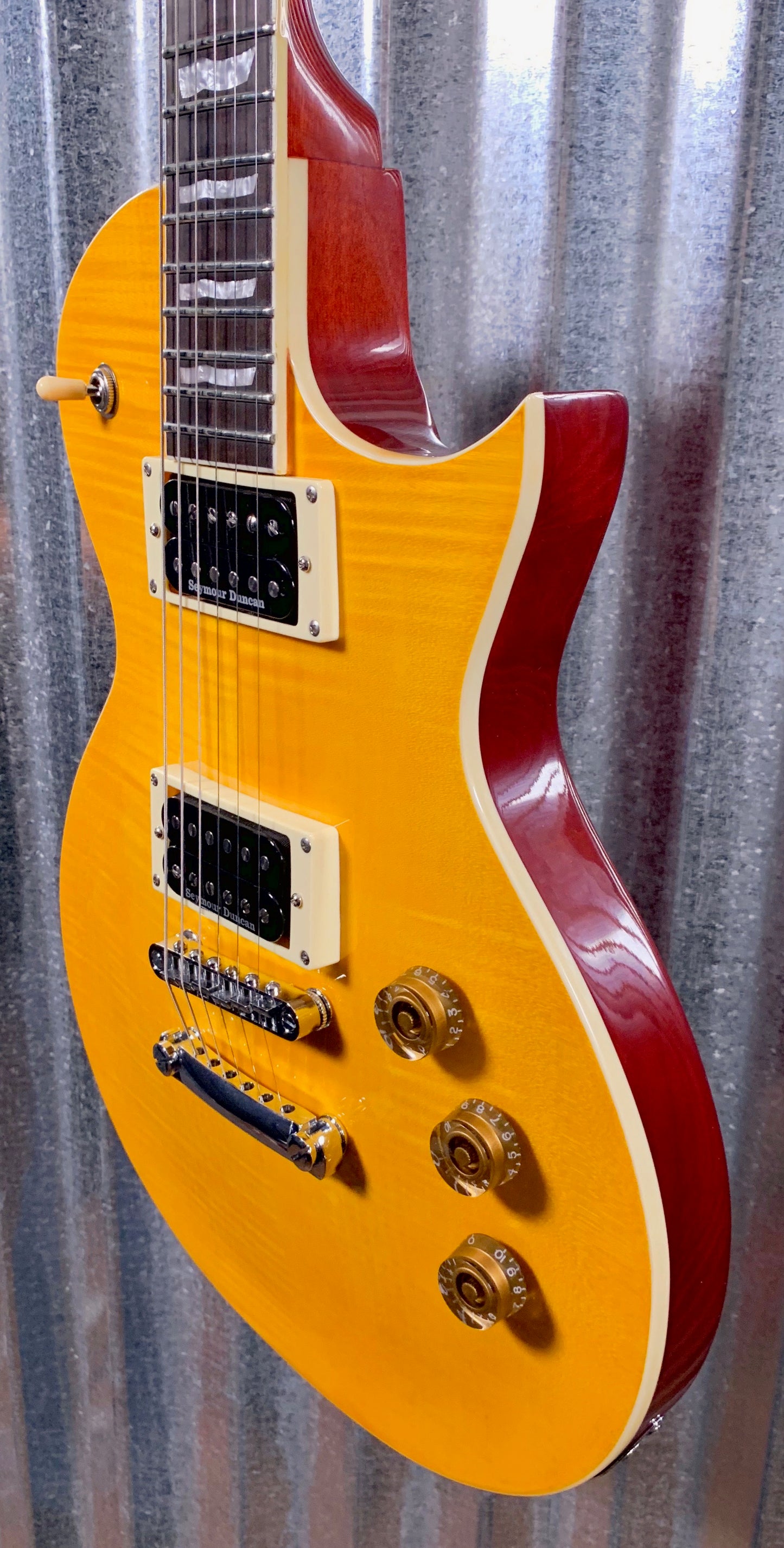 ESP LTD EC-256 Flame Lemon Drop Seymour Duncan Guitar & Bag LEC256LD #2382 Demo