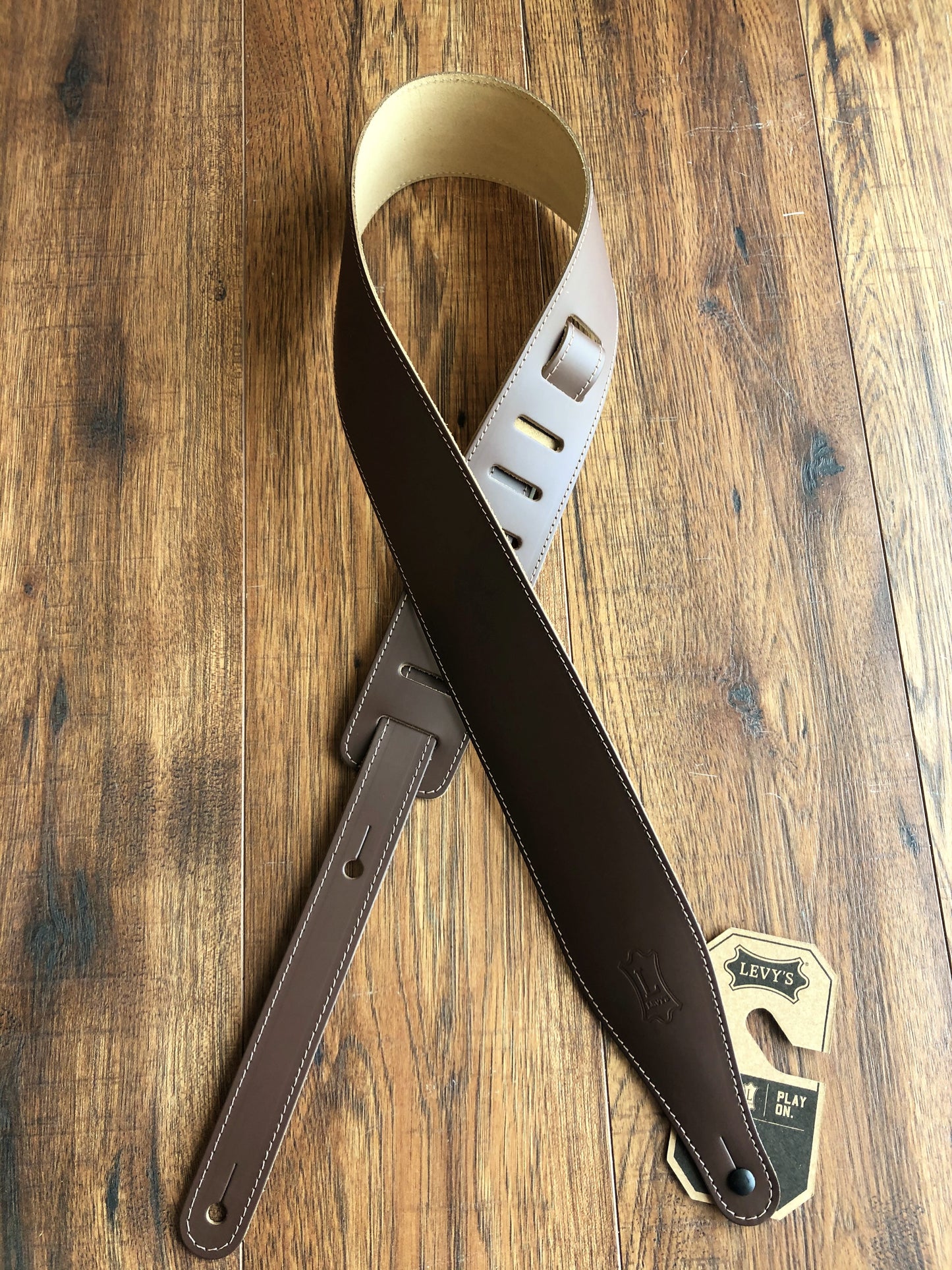 Levy's DM17-BRN 2.5" Adjustable Leather Guitar & Bass Strap Black