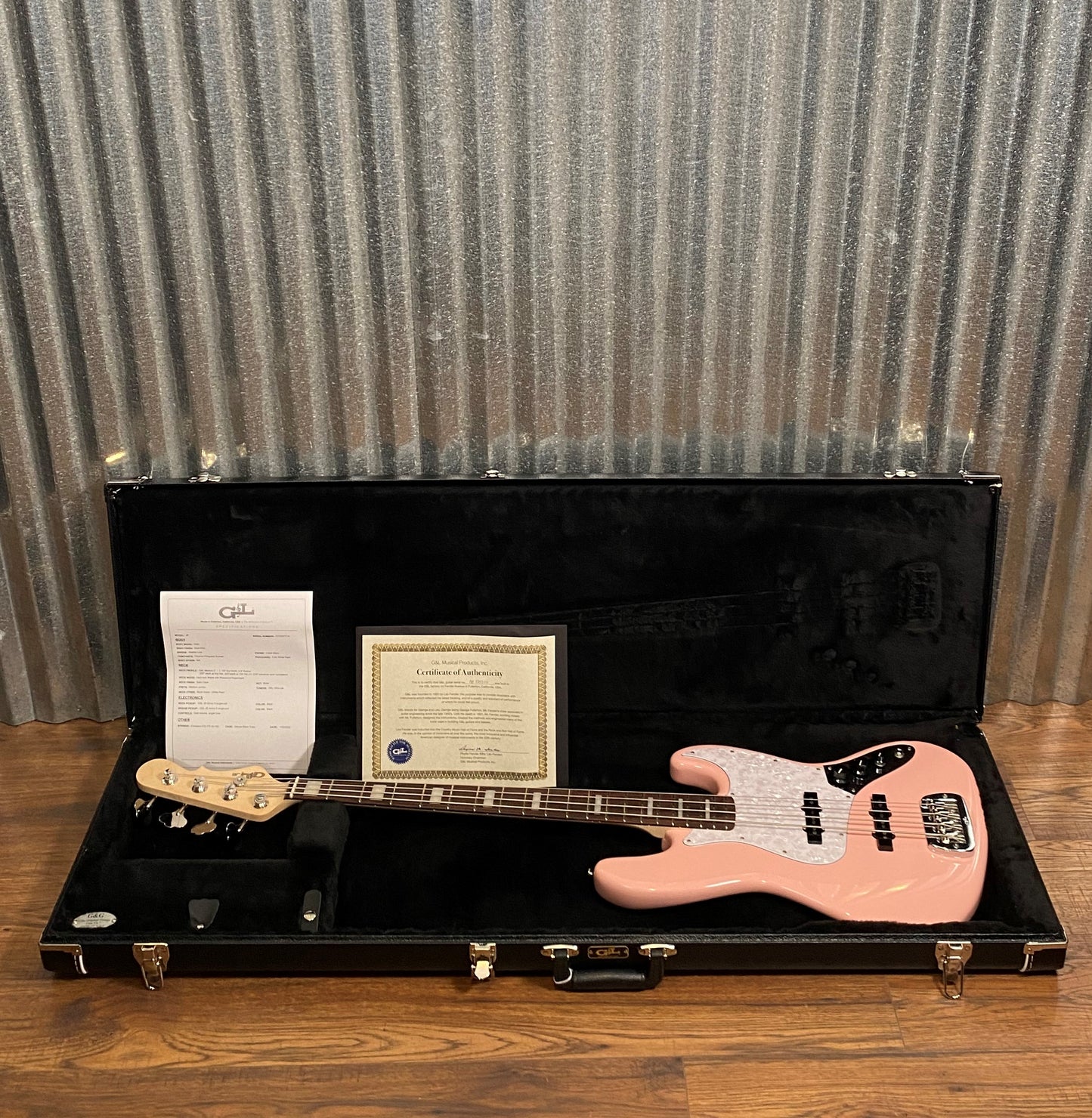 G&L USA JB 4 String Bass Shell Pink & Case #7114