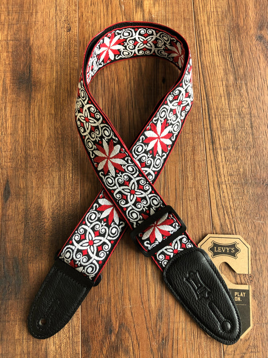 Levy's M8HT-12 2" Hootenanny Jacuard Adjustable Guitar & Bass Strap Red
