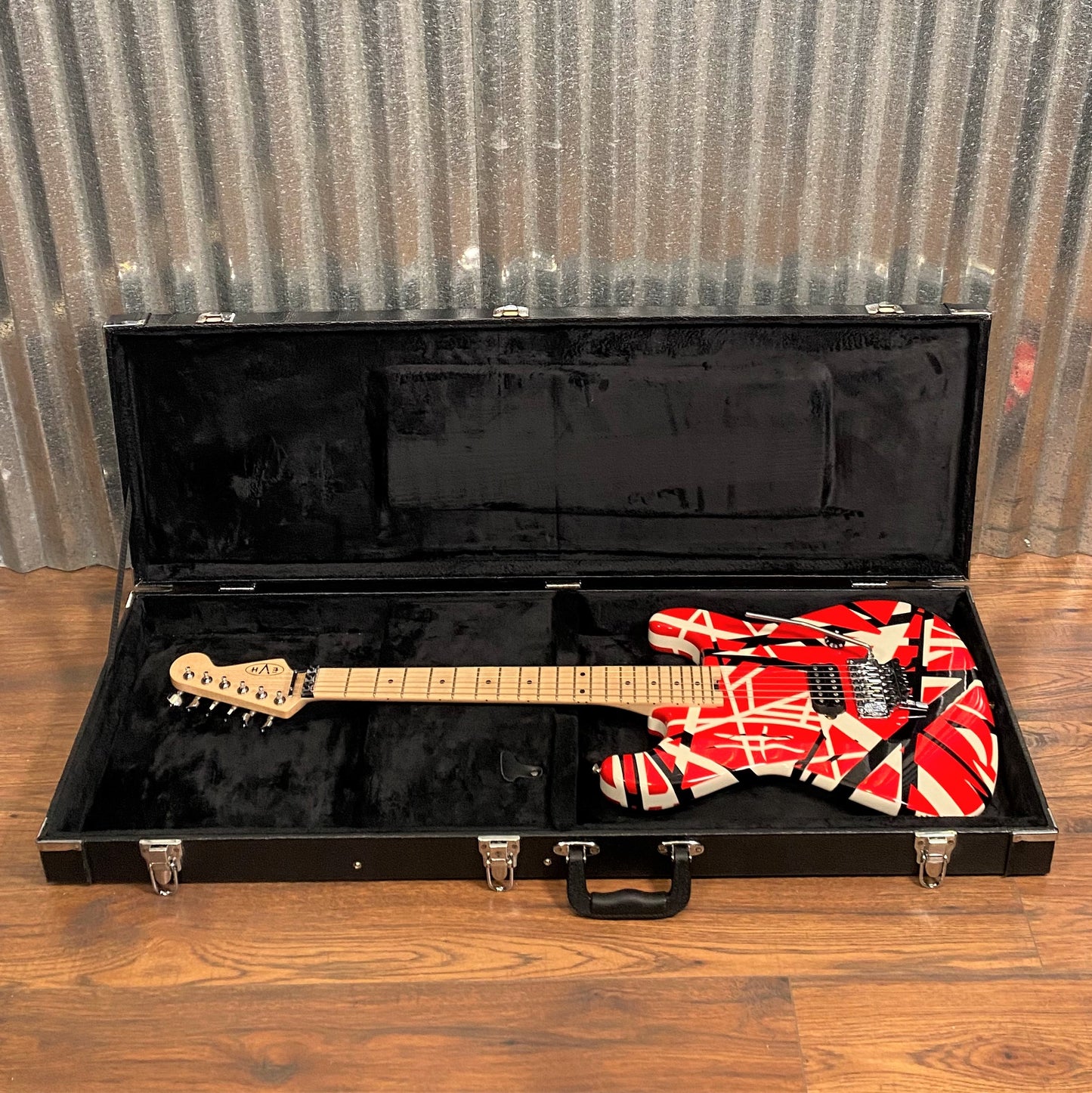 EVH Striped Series Red with Black Stripes Guitar & Case #7706 Used