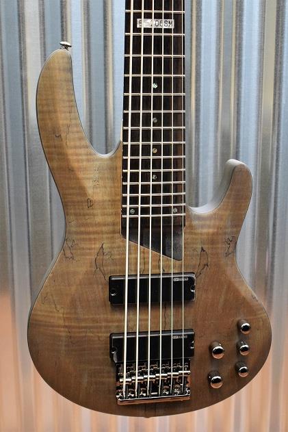 ESP LTD B-206SM 6 String Bass Spalted Maple Top See Thru Black Satin #77A