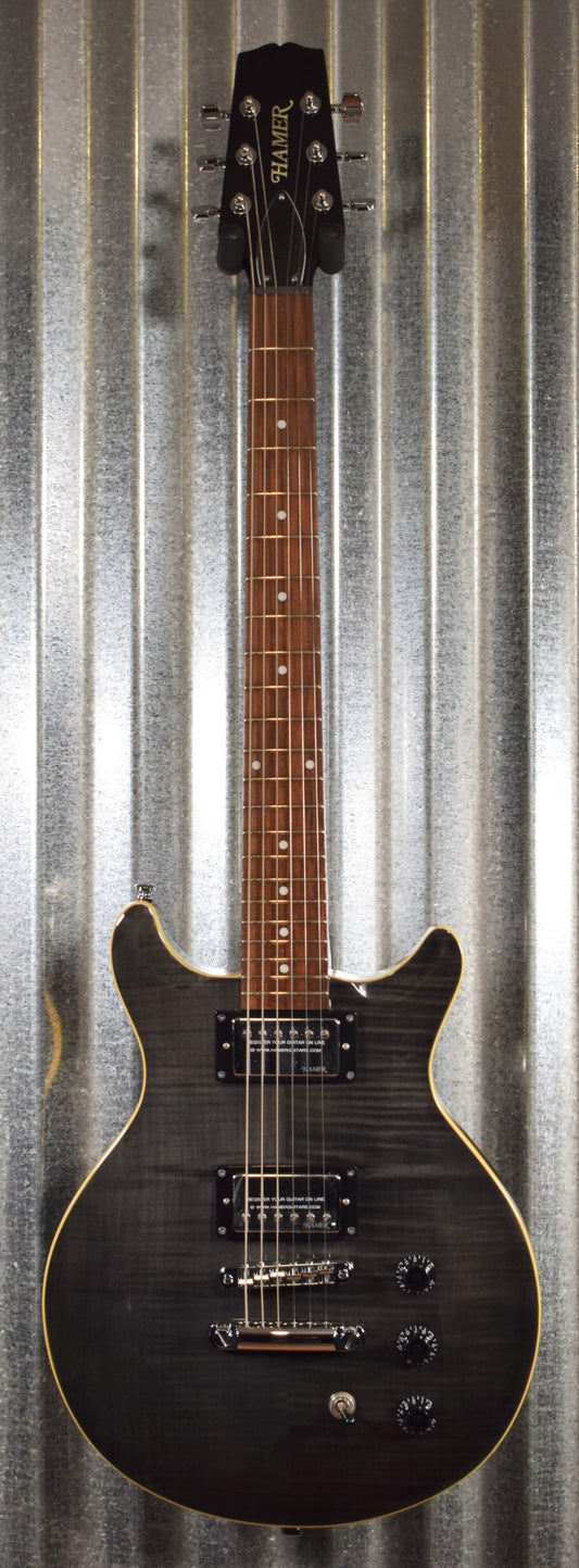 Hamer Archtop Flame Trans Black Double Cut Electric Guitar SATF-TBK #0662 B Stock