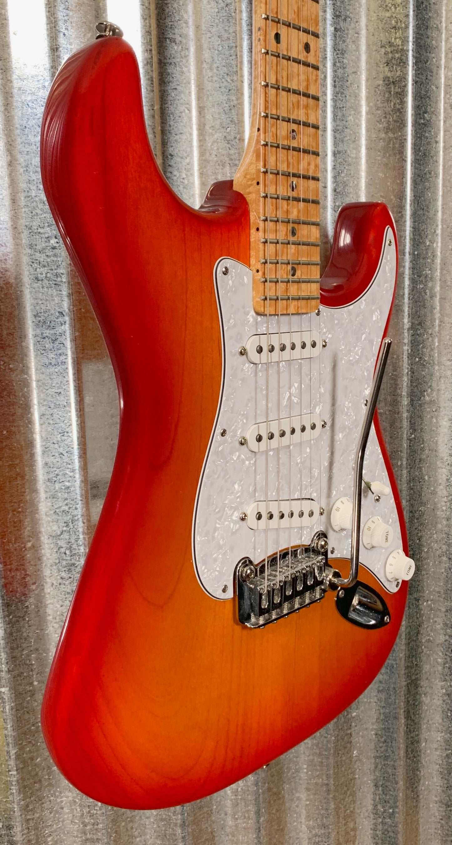 G&L USA Custom Legacy Cherryburst Birdseye Guitar & Hardshell Case #0343 Used