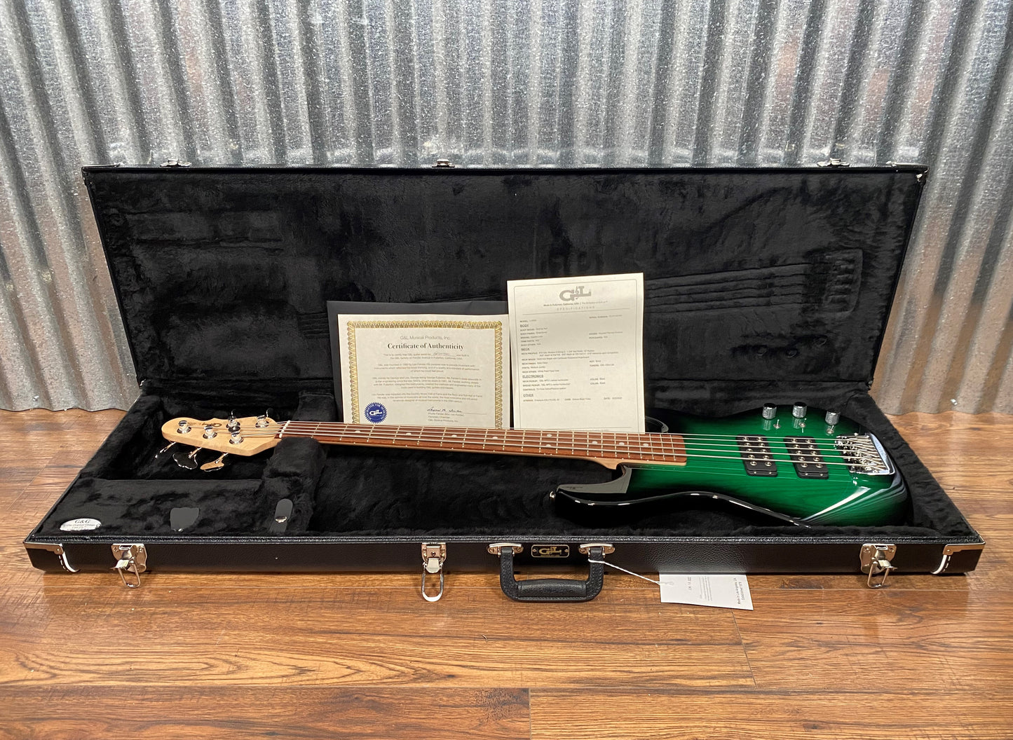 G&L USA L-2500 Greenburst 5 String Bass & Case L2500 #5380