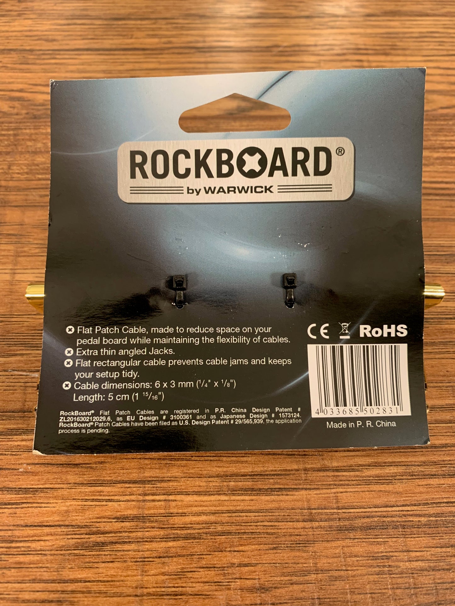 Warwick Rockboard Flat Patch Guitar Bass Pedalboard Cable 5 cm 1.97" Gold 3 Pack