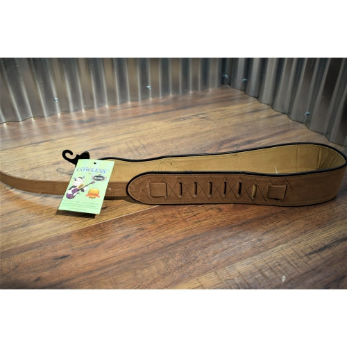Onori International CL-S5-BRN Cowless 2.75" Suede Leather Free Guitar & Bass Strap Brown
