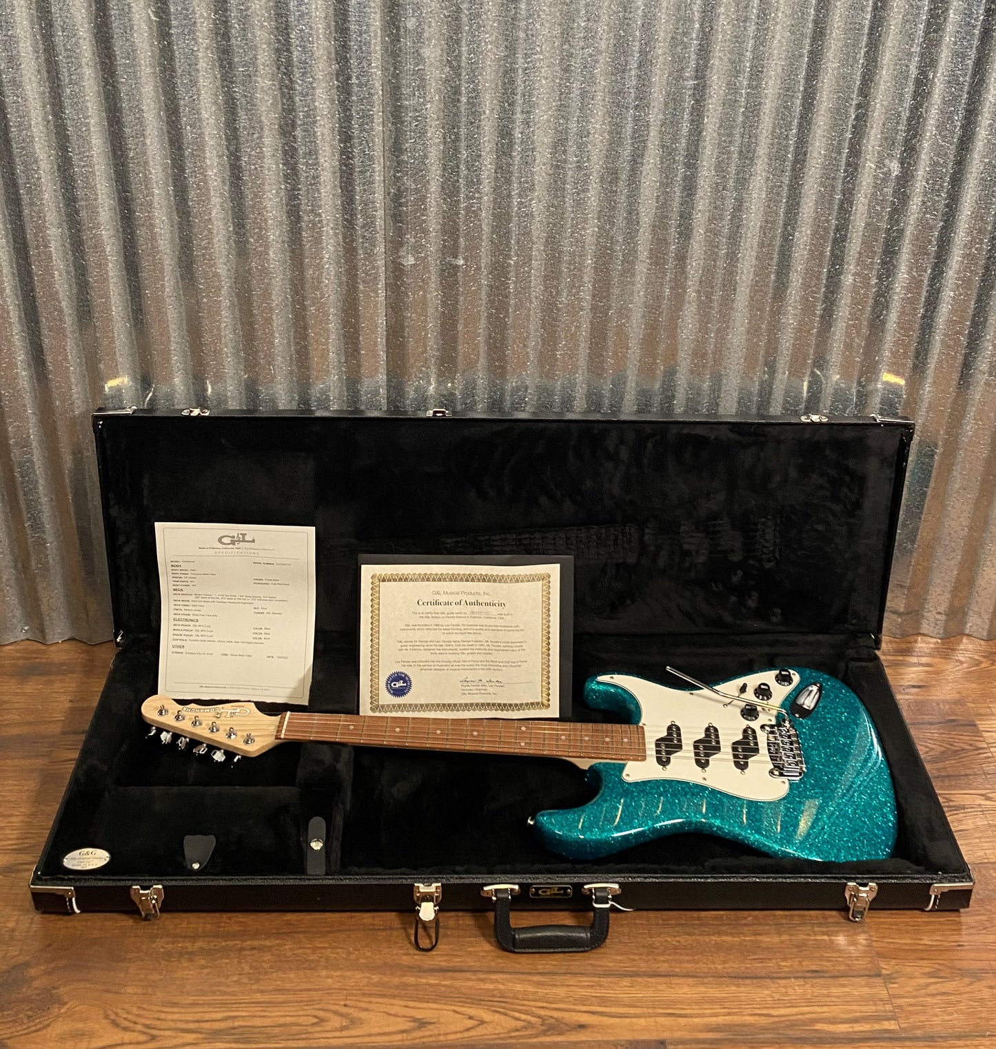 G&L USA Comanche Turquoise Metal Flake Guitar & Case #7175
