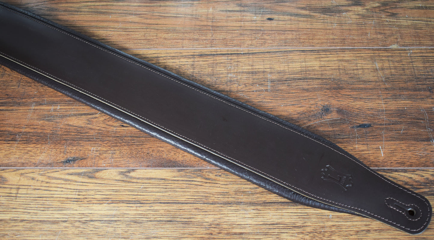 Levy's M26PD-DBR_DBR 3" Adjustable Top Grain Leather Guitar & Bass Strap Dark Brown