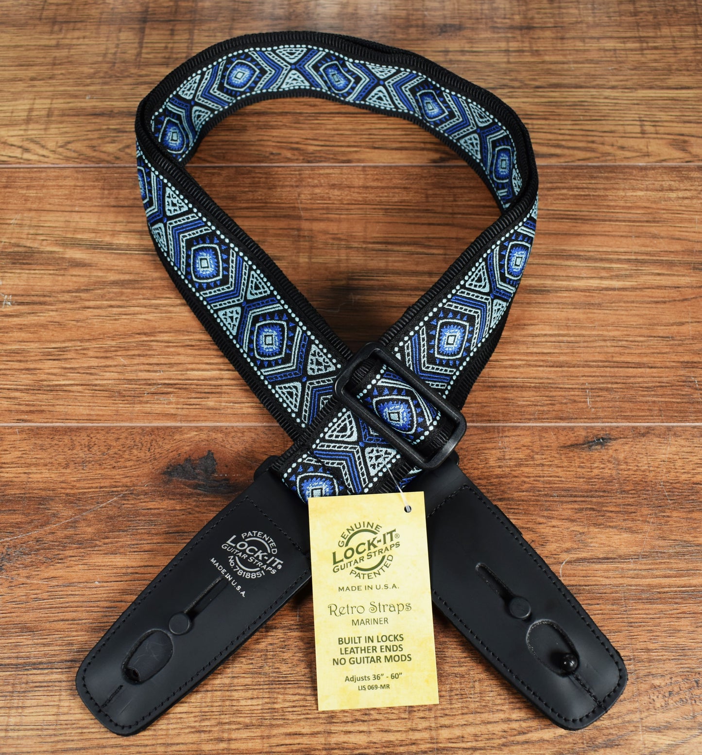 LOCK-It Straps Retro Vintage Series 2" Mariner Guitar Bass Straplock Strap 069 MR