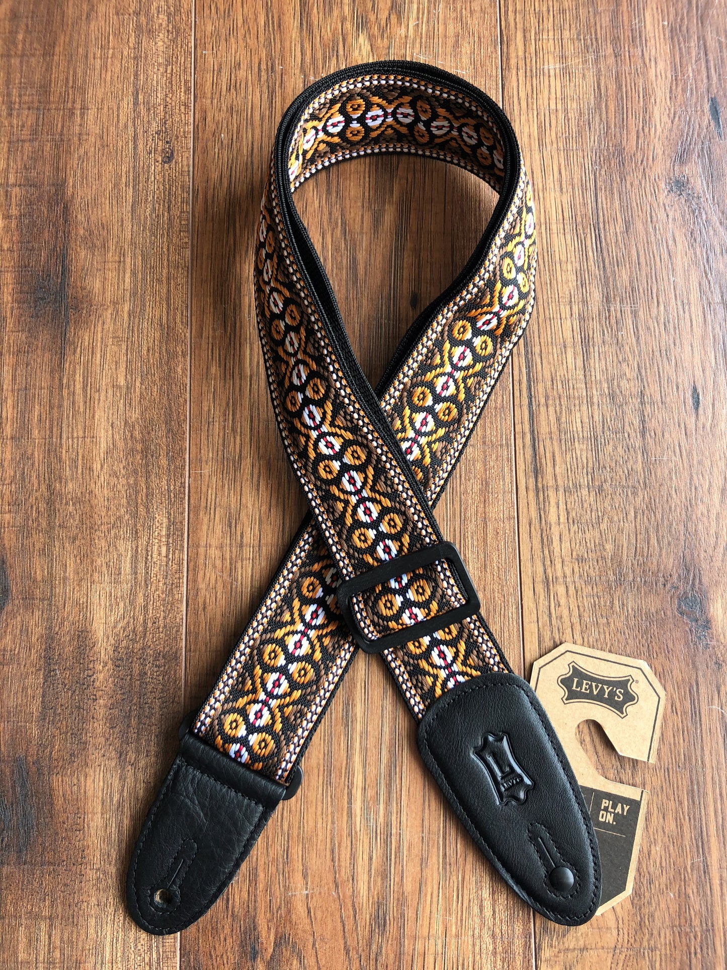 Levy's M8HT-20 2" Hootenanny Jacquard Poly Adjustable Guitar & Bass Strap Brown