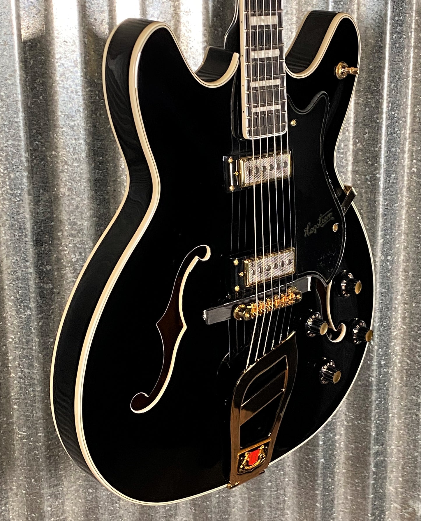 Hagstrom VIK67-G-BLK 67' Viking II Semi Hollow Black Gloss Guitar #0070