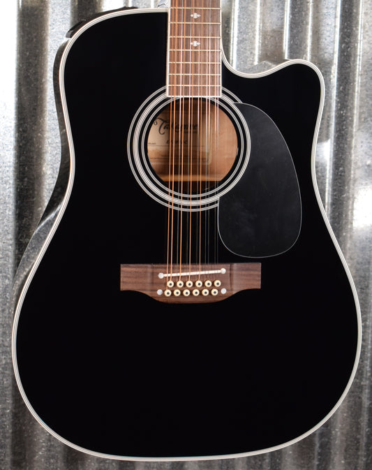 Takamine EF381SC-12 String Black Acoustic Electric Guitar & Case #0218