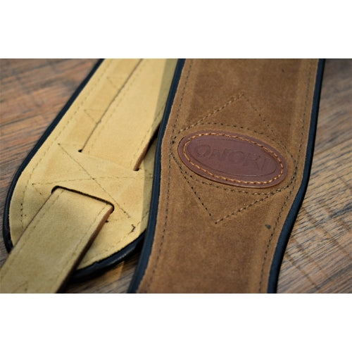Onori International CL-S5-BRN Cowless 2.75" Suede Leather Free Guitar & Bass Strap Brown