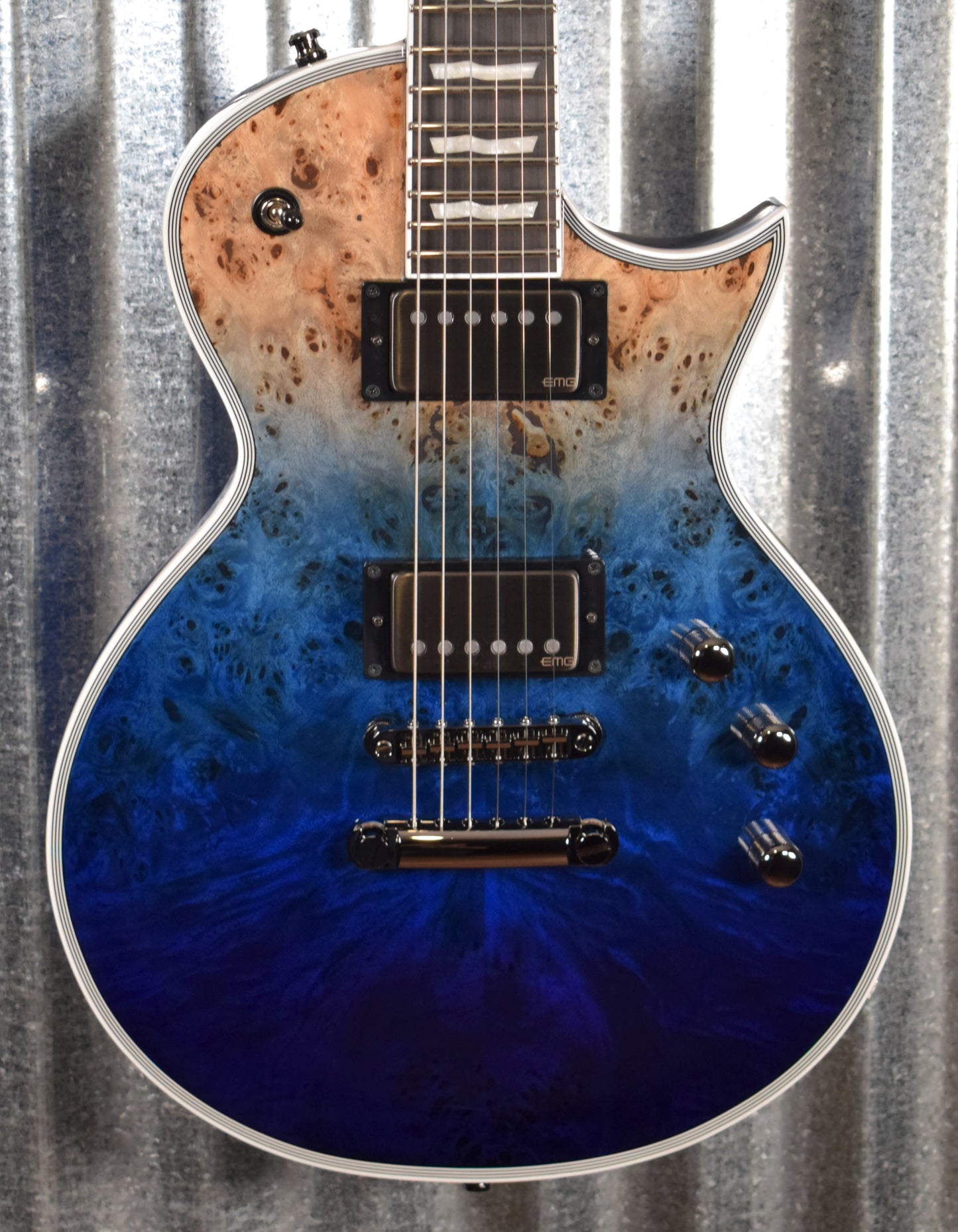 ESP E-II Eclipse Blue Natural Fade Guitar & Case Japan EIIECBMBLUNDFD #5193