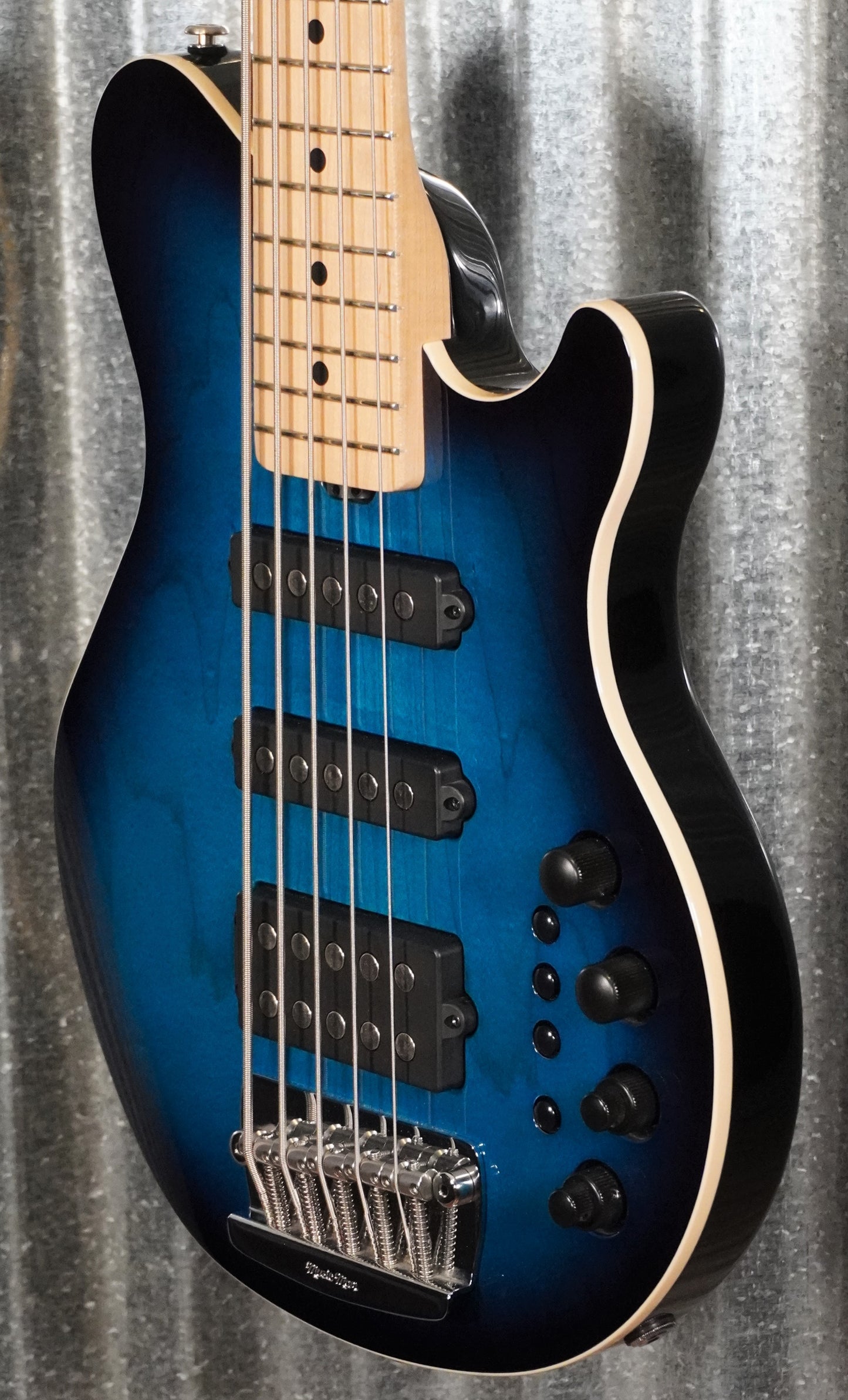 Ernie Ball Music Man Reflex HSS 5 String Active Pacific Blue Burst Bass & Case #3902 Used