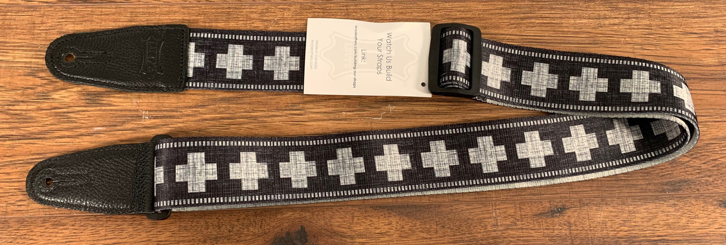 Levy's MP2SLD-008 2" Polyester Sublimation Guitar Strap Plus Black Gray