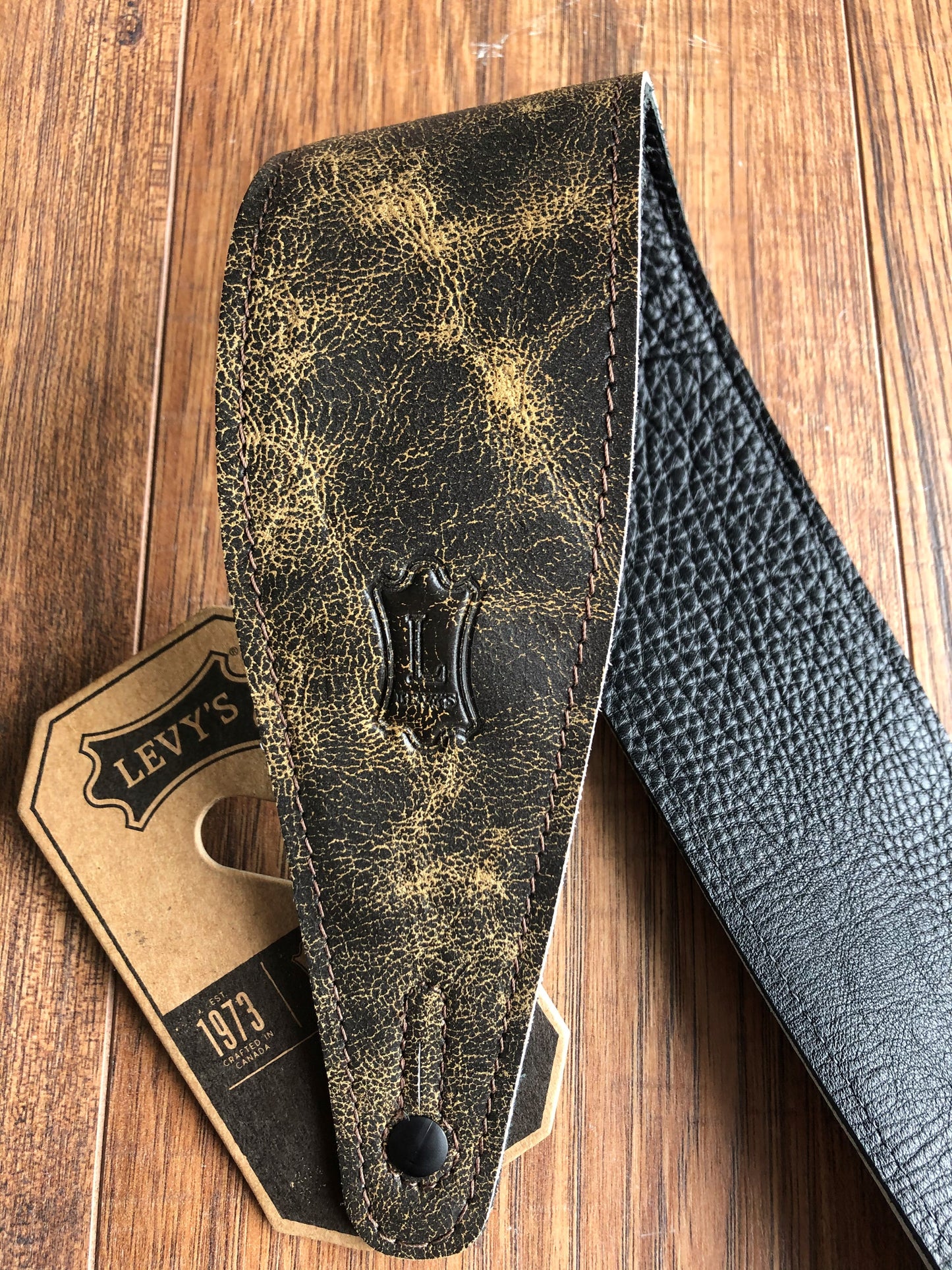 Levy's MG317BOG-BRN 2.5" Adjustable Distressed Garment Leather Guitar & Bass Strap Brown