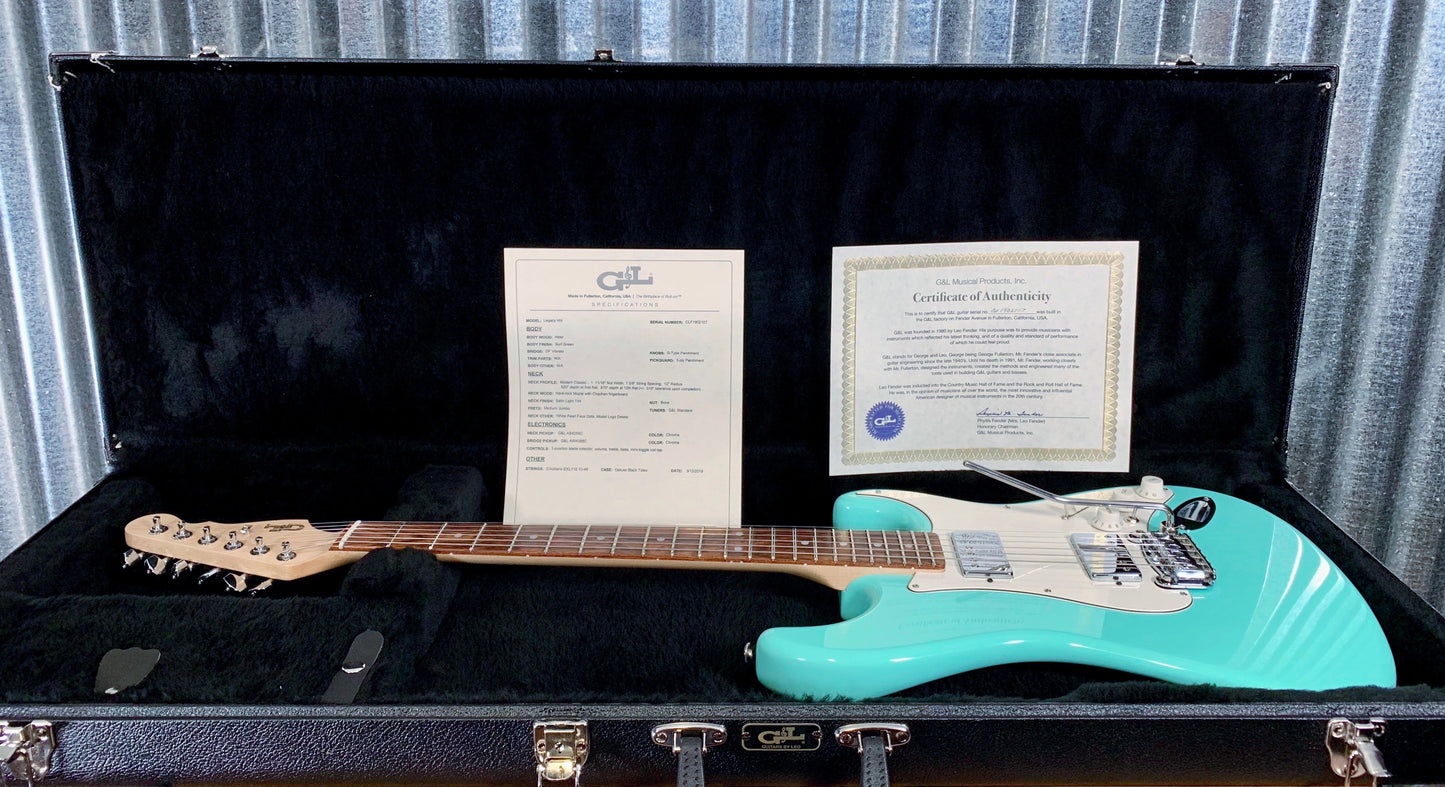 G&L USA Fullerton Custom Legacy HH Surf Green Guitar & Case 2019 #2107