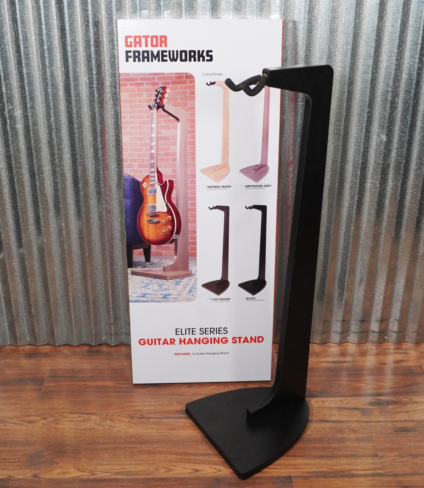 Gator Frameworks GFW-ELITEGTRHNGSTD-BLK Hanging Guitar Bass Floor Stand Black
