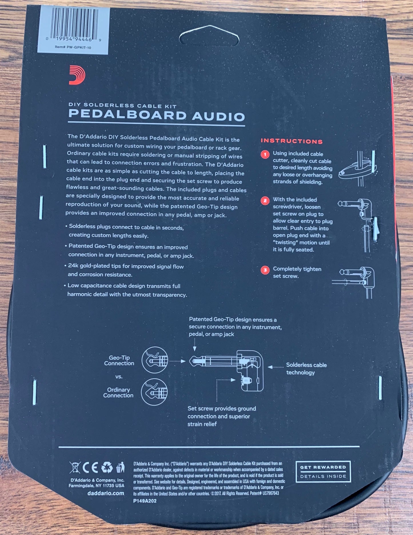 D'Addario Planet Waves PW-GPKIT-10 CS Guitar Effect Pedalboard Patch Cable Kit