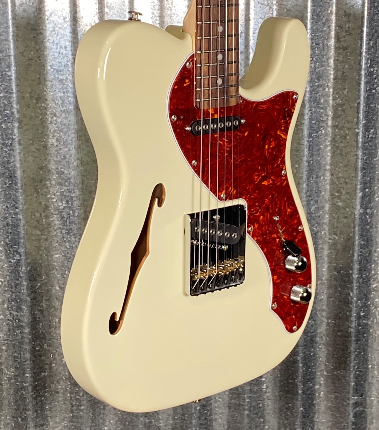 G&L USA 2023 Custom ASAT Classic Thinline Semi Hollow Vintage White Guitar & Bag #1012 Used