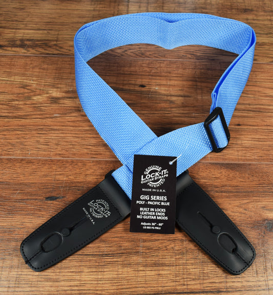 LOCK-IT Straps Polypro Series 2" Pacific Blue Poly Guitar Bass Strap 003 P2-PBLU