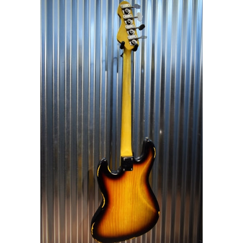 Vintage Guitars Icon V74MRJP Relic Sunburst 4 String Fretless Jazz Bass & Case
