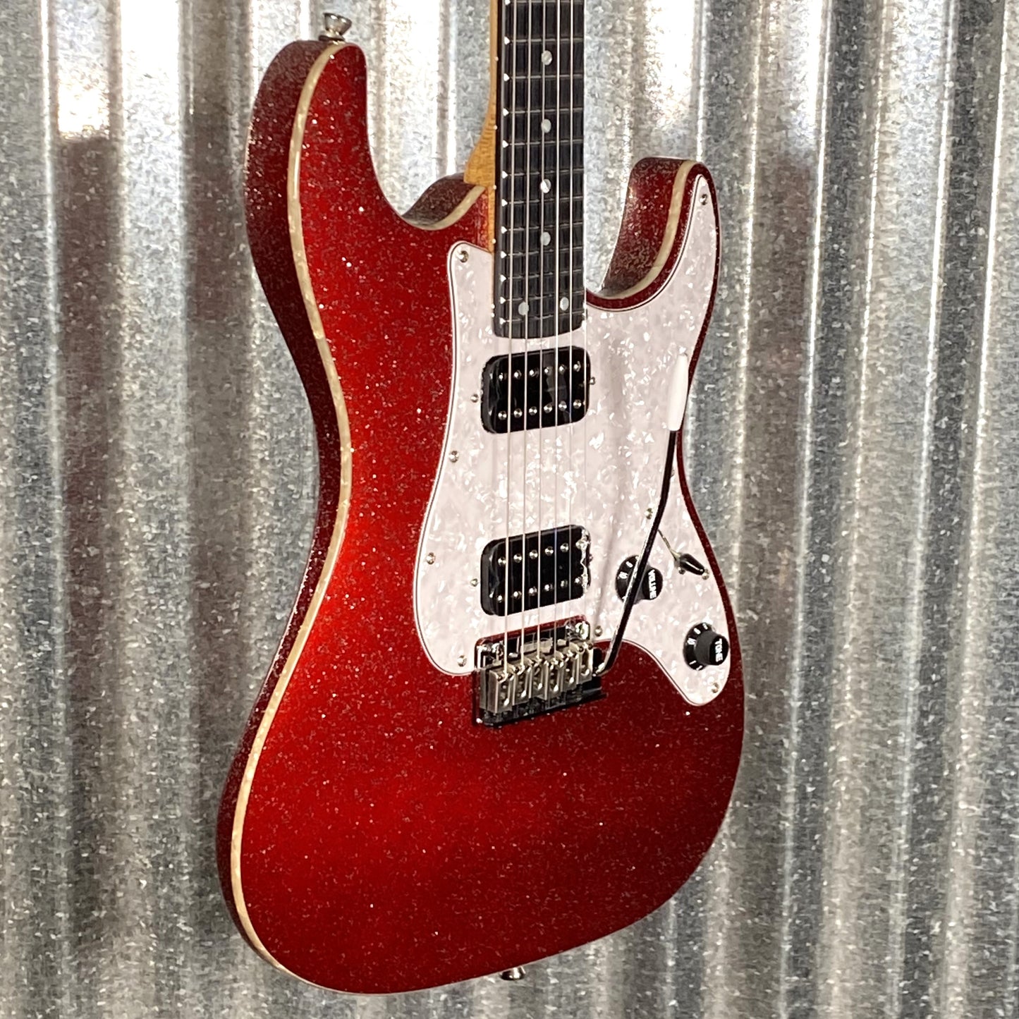 Jet JS500RDS HH Strat Style Guitar Bound Red Sparkle Blem #0008