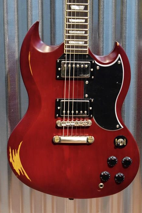 VIntage Guitars Icon VS6MRCR Distressed Cherry Red Guitar & Case #226