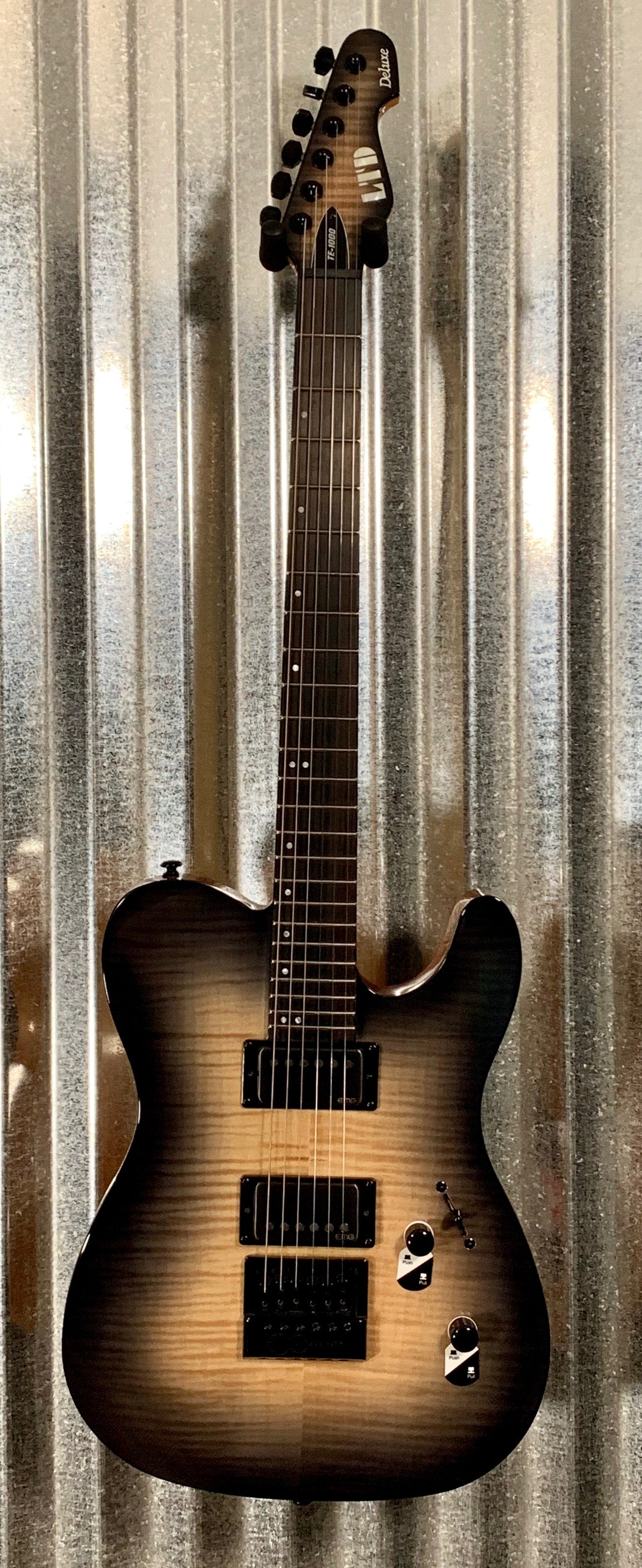 ESP LTD TE-1000 Evertune Black Natural Burst Guitar & Case TE1000ETFMBLKNB #0187