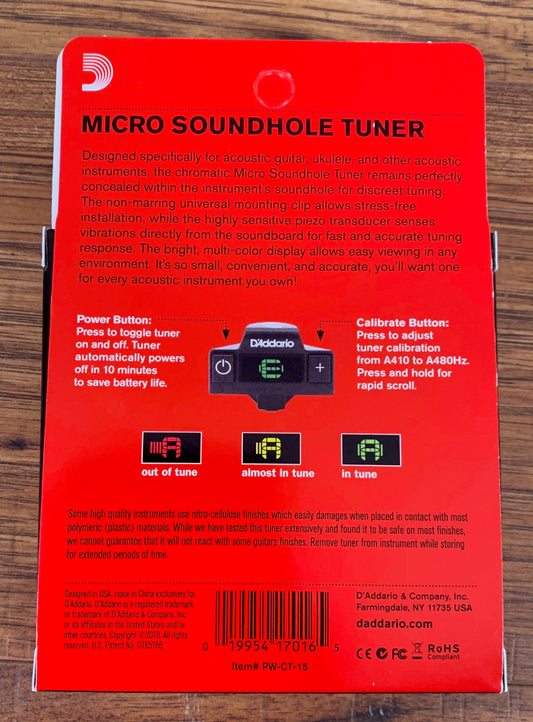 D'Addario Planet Waves PW-CT-15 Acoustic Guitar Soundhole Clip On Tuner