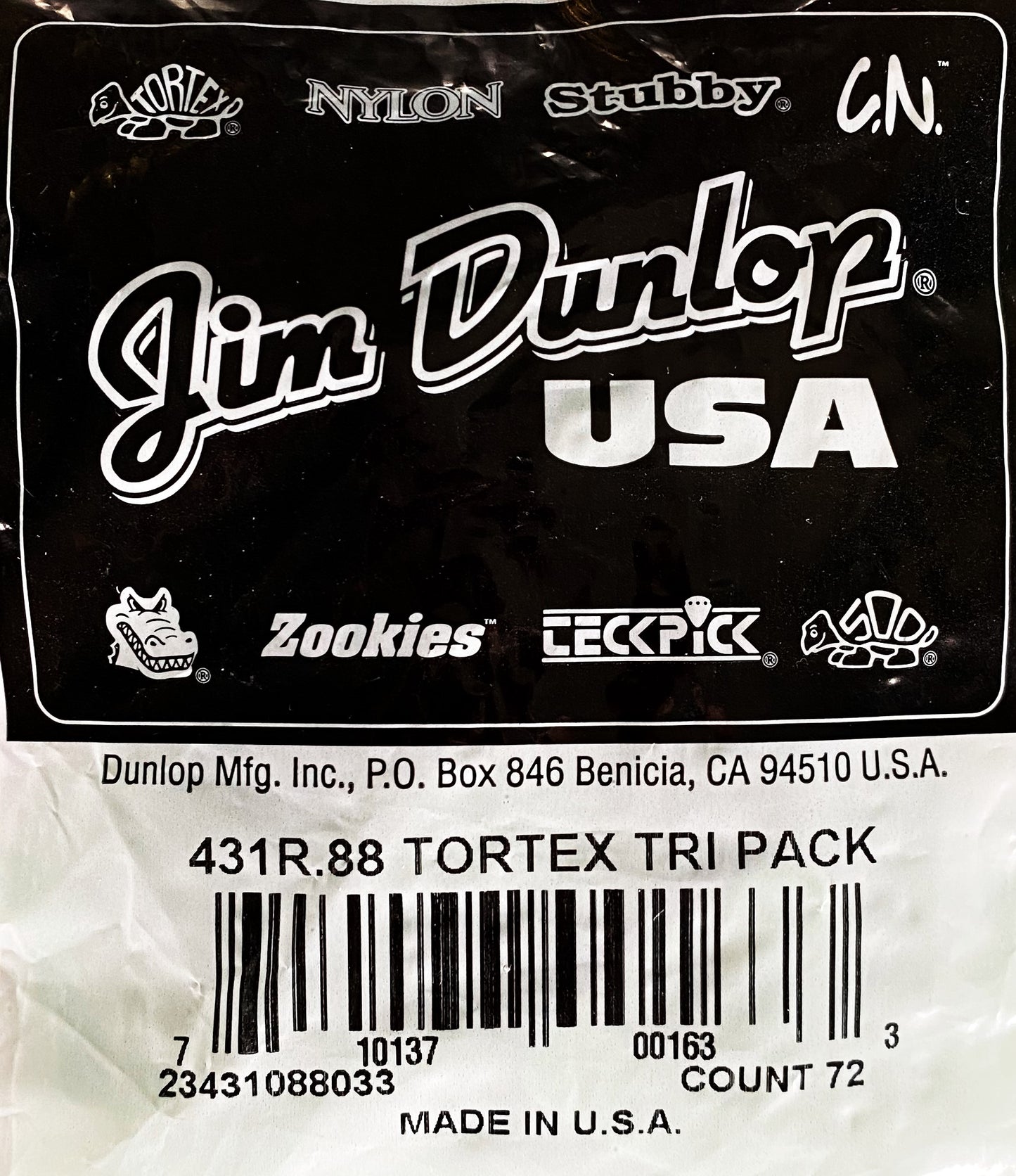 Dunlop 431-088 Tortex Triangle .88mm Guitar Pick Bag 72 Count