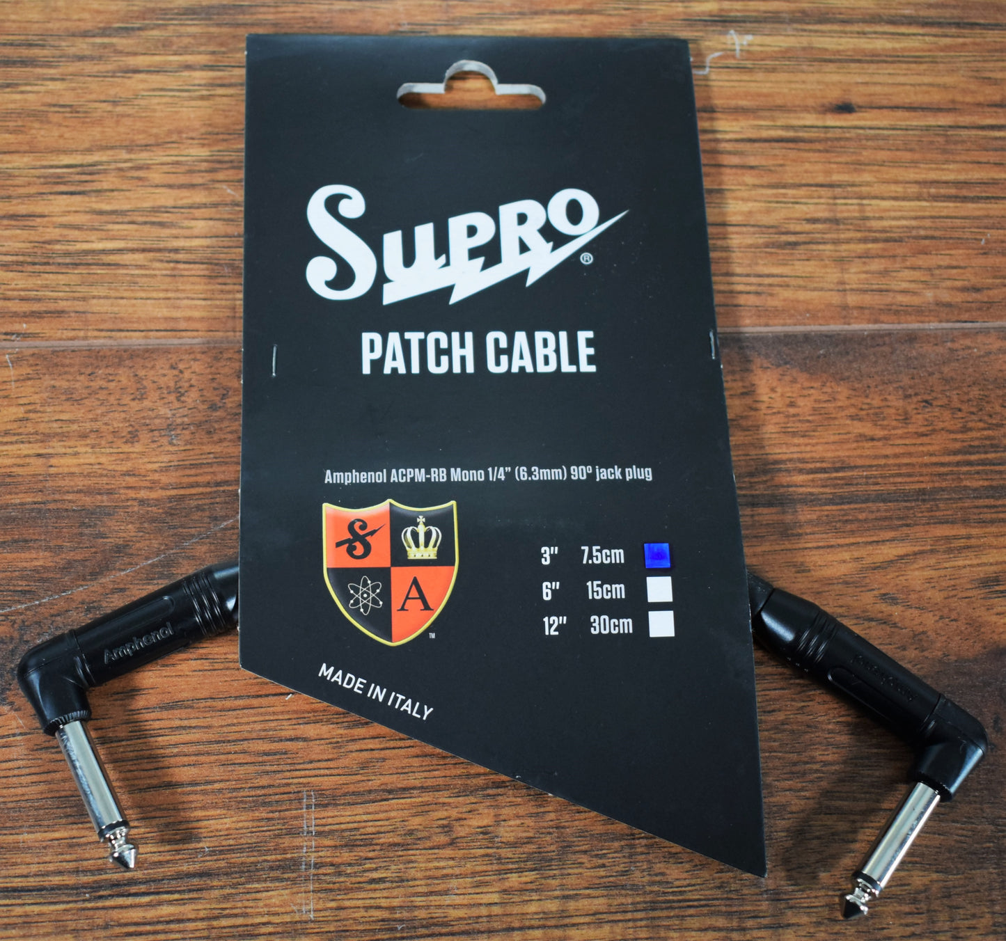 Supro USA PC-3 3" Guitar Bass Instrument Pedalboard Right Angle Patch Cable Blue 2 Pack