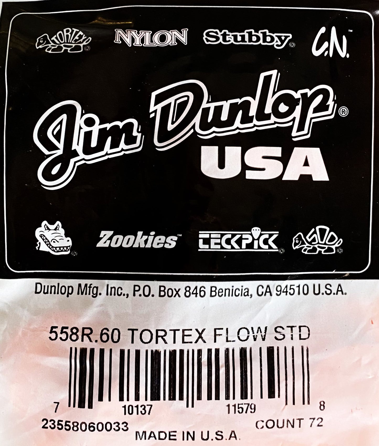 Dunlop 558-060 Tortex Flow Standard .60mm Bag 72 Count