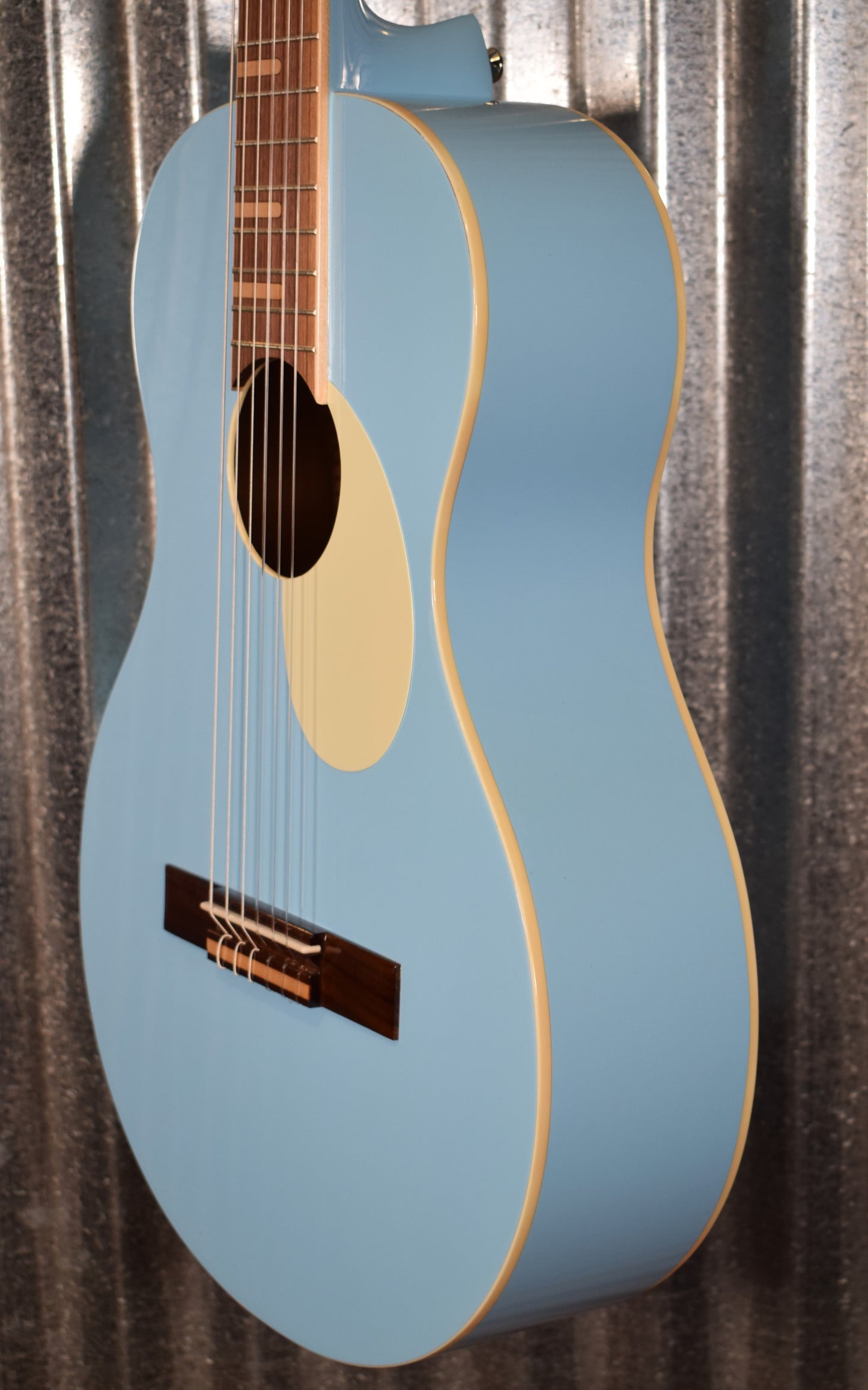 Ortega RGA-SKY Gaucho Acoustic Nylon String Parlor Sky Blue Guitar & Bag #0100