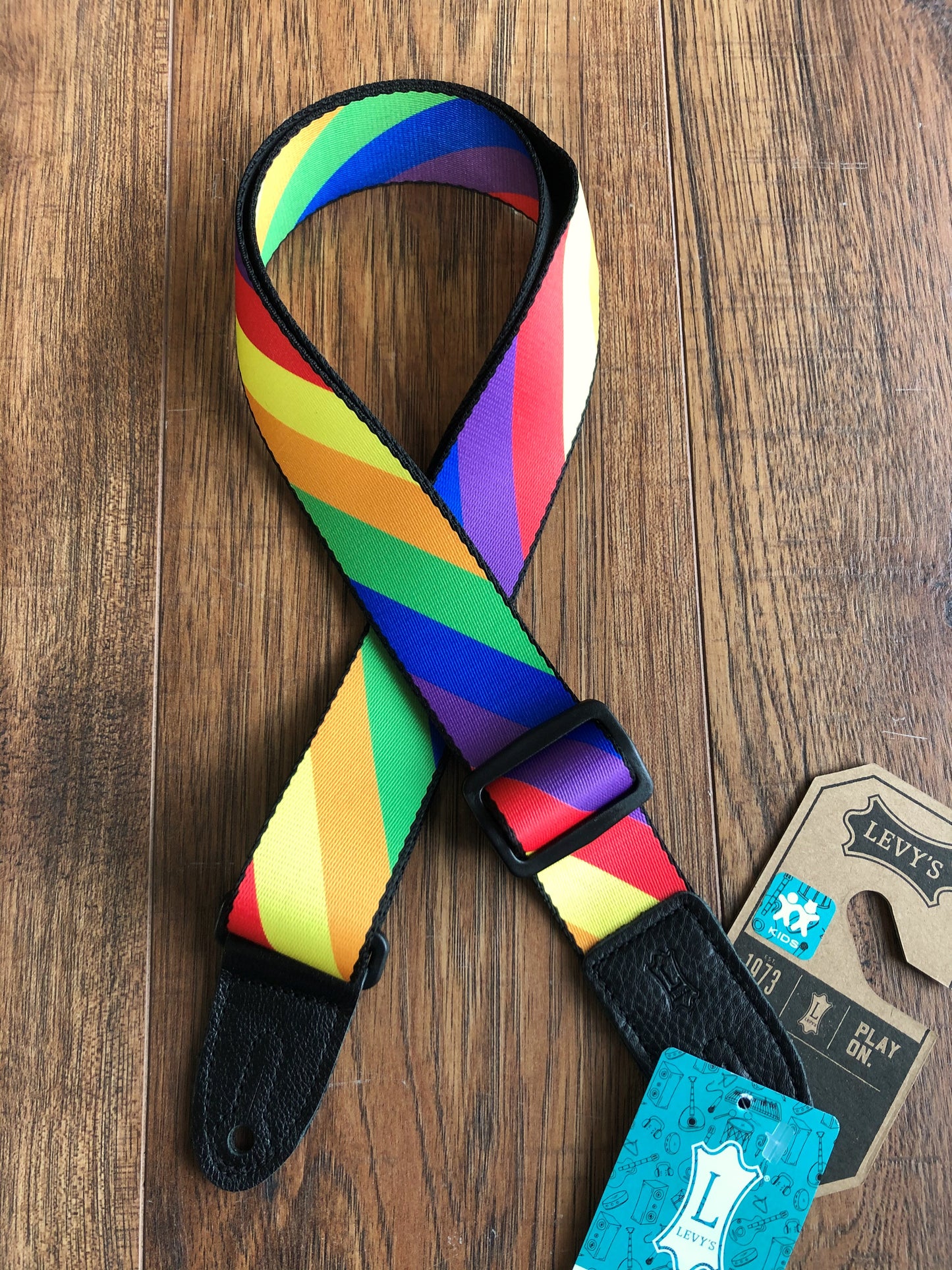 Levy's MPJR-007 1.5" Adjustable Printed Kids Guitar & Bass Strap Rainbow