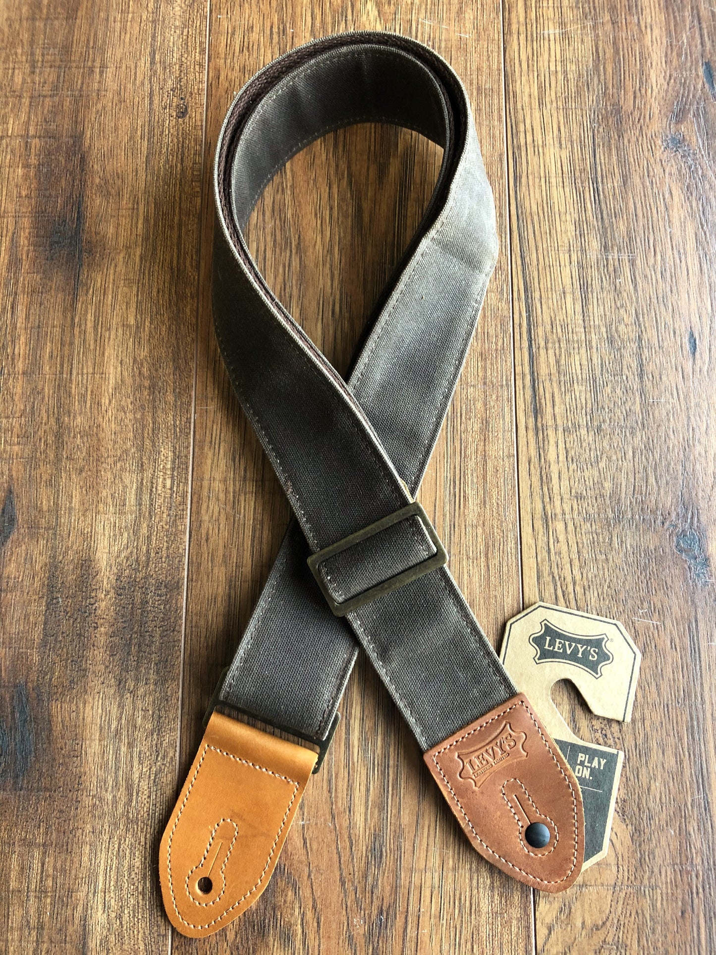 Levy's M7WC-BRN 2" Waxed Canvas Cotton Back Adjustable Guitar & Bass Strap Brown