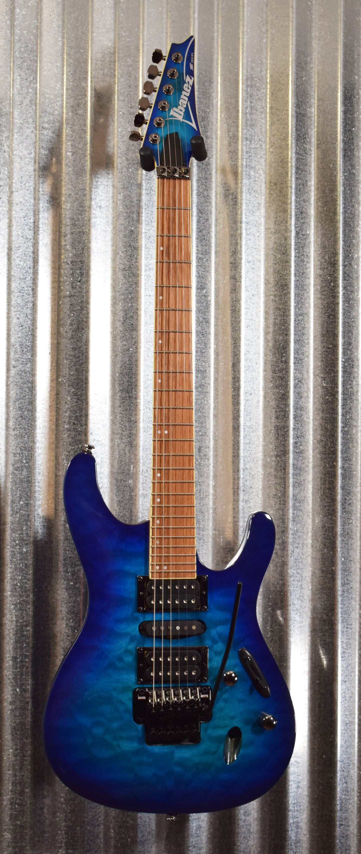 Ibanez S670QM S-Series Quilt Maple Sapphire Blue Guitar & Case #8874 Used