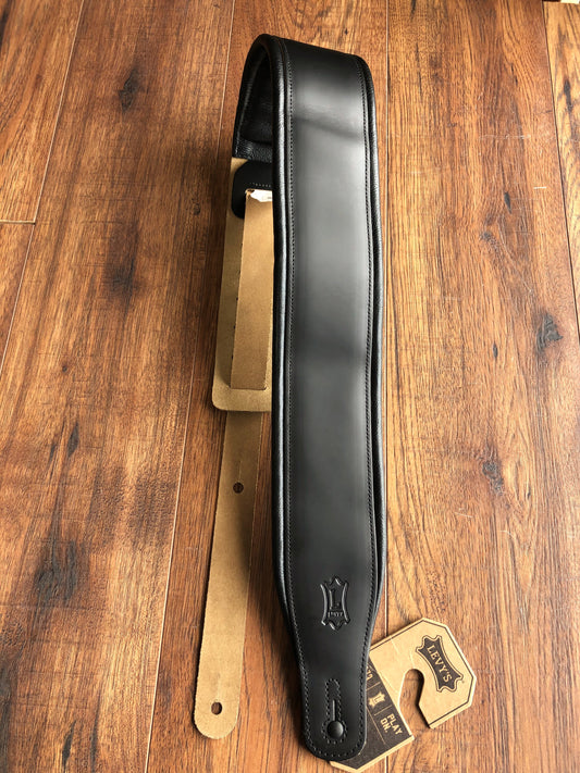 Levy's M26PD-BLK 3" Adjustable Top Grain Leather Guitar & Bass Strap Black