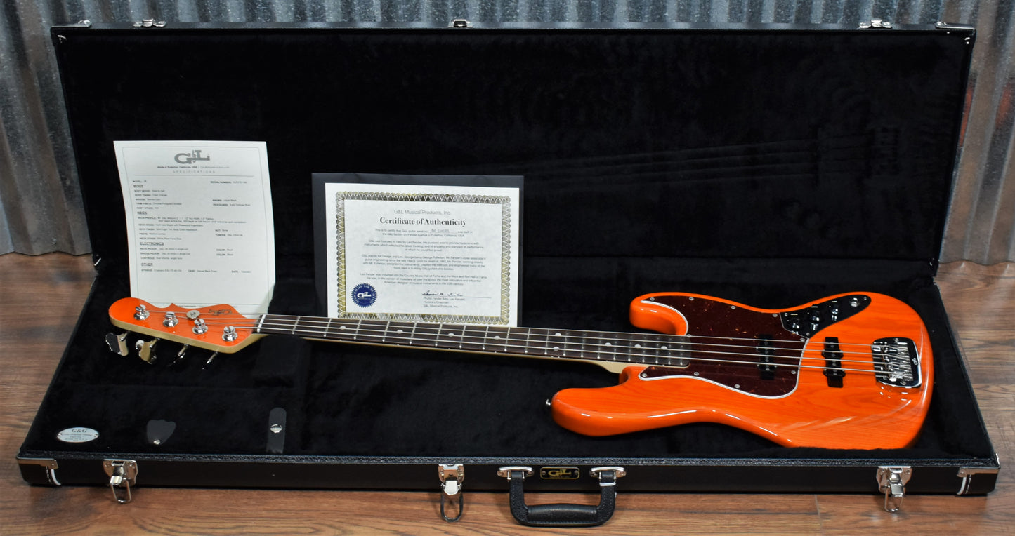 G&L USA JB 4 String Jazz Bass Clear Orange & Case JB #1189