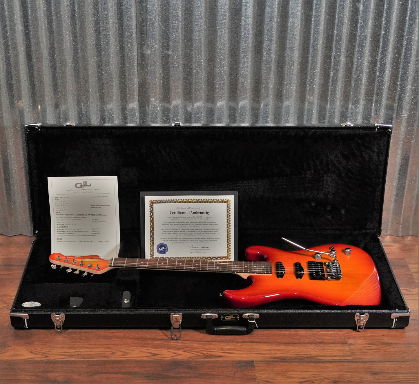 G&L USA Legacy RMC HSS Cherry Sunburst Rosewood Satin Neck Guitar & Case #6038