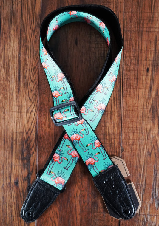 Levy's MPD2-121 2” Polyester Guitar Bass Strap with Flamingos Motif