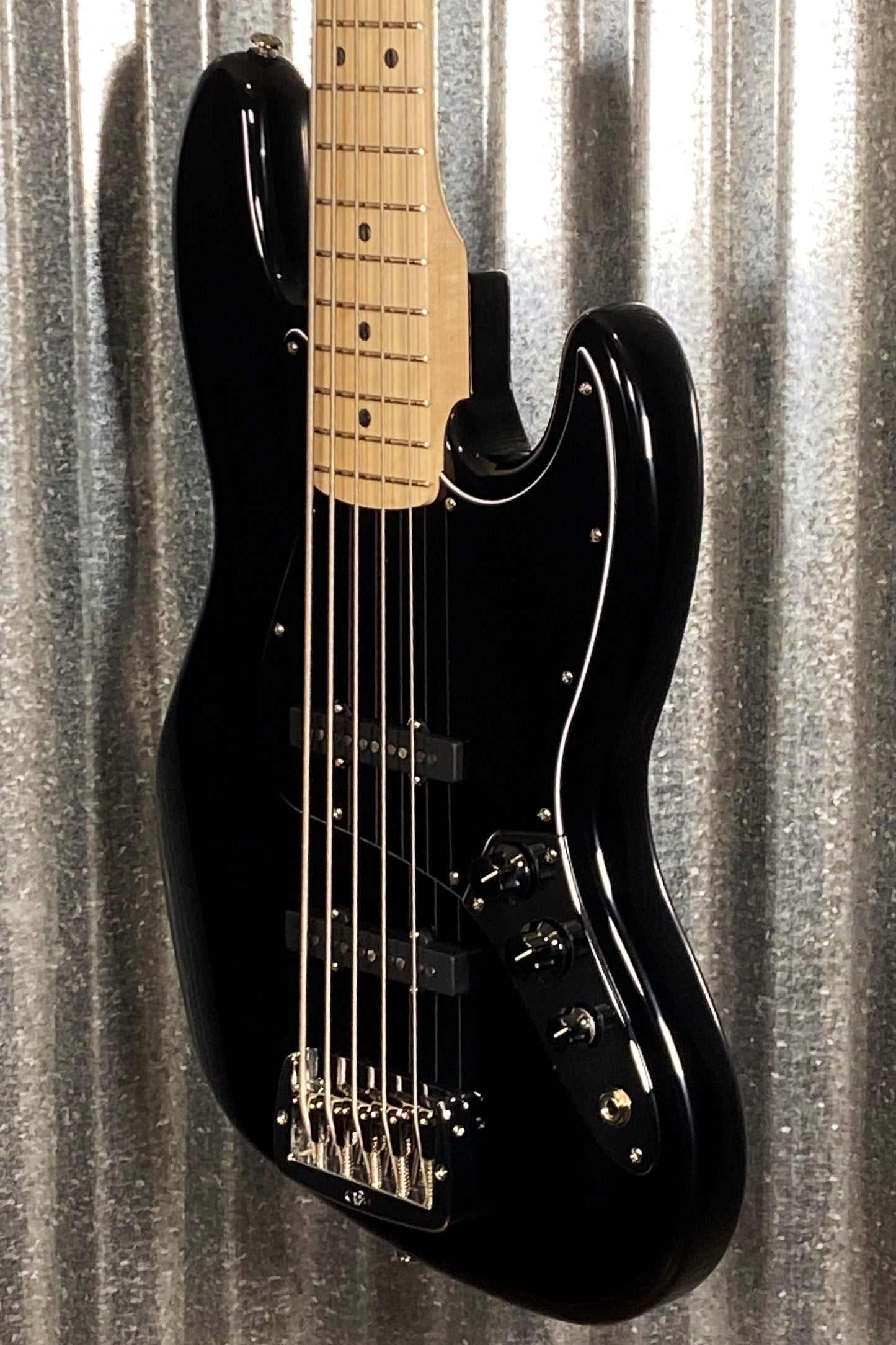 G&L USA JB-5 Jet Black 5 String Jazz Bass Maple Satin Neck & Case #6029