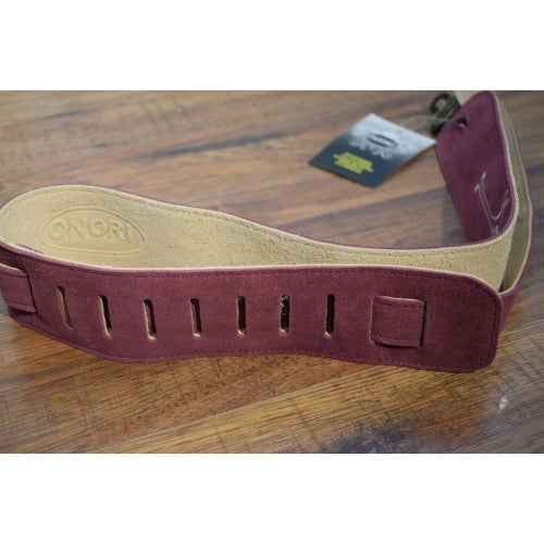 Onori S2HC-BUR Burgundy Suede Cross Adjustable Guitar Strap