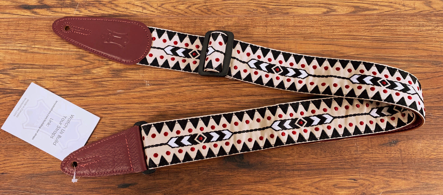 Levy's MGJ-003 2" Jacquard Weave Guitar Strap Black Red