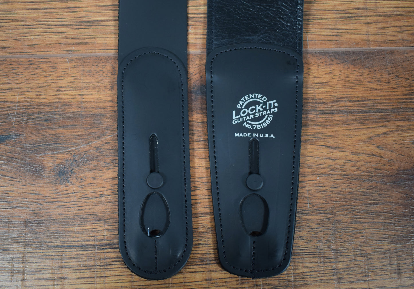 LOCK-IT Straps Leather Series 2-3/4" Black Guitar Bass Strap 038 L2.75 BLK