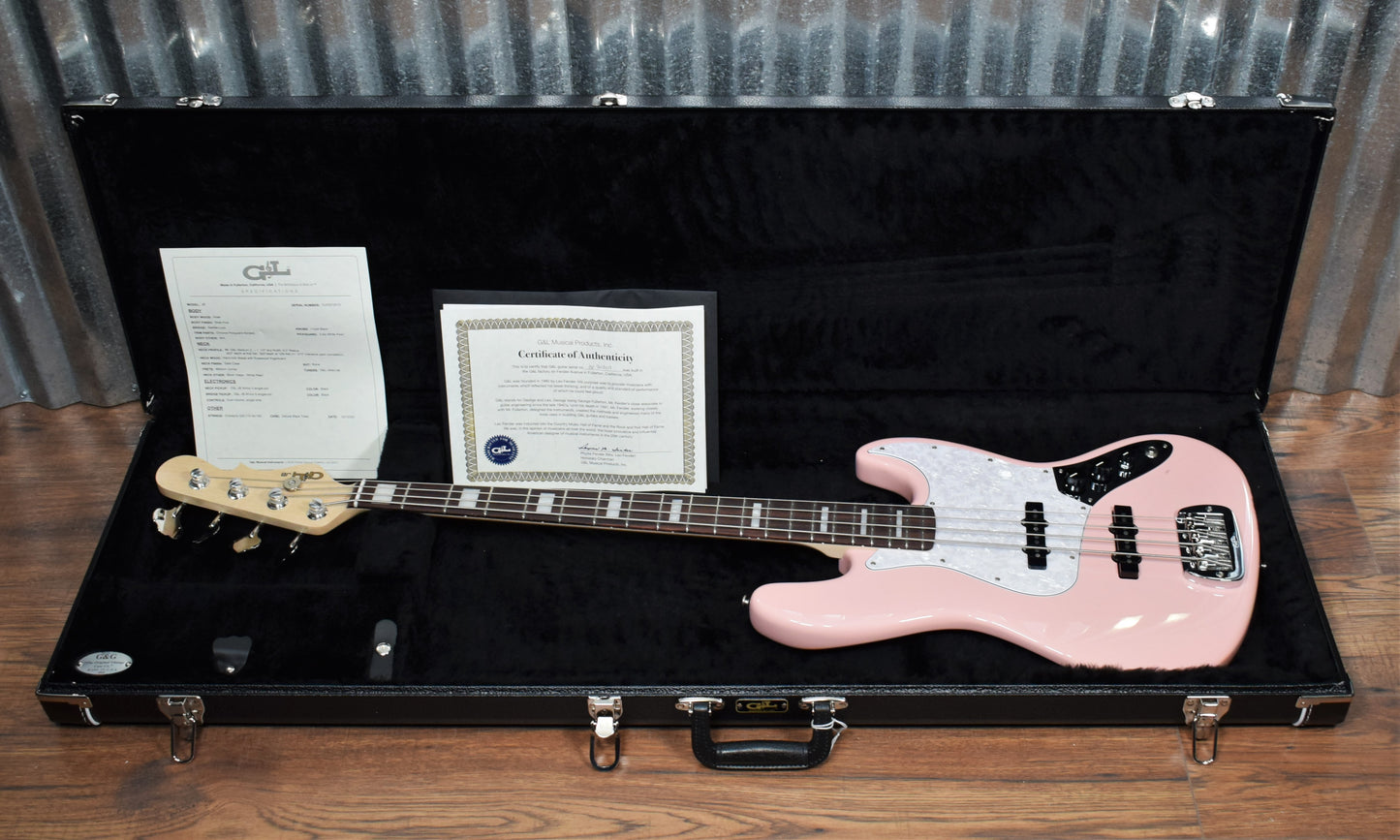 G&L USA Fullerton JB Shell Pink Jazz Bass & Case 2020 #2013