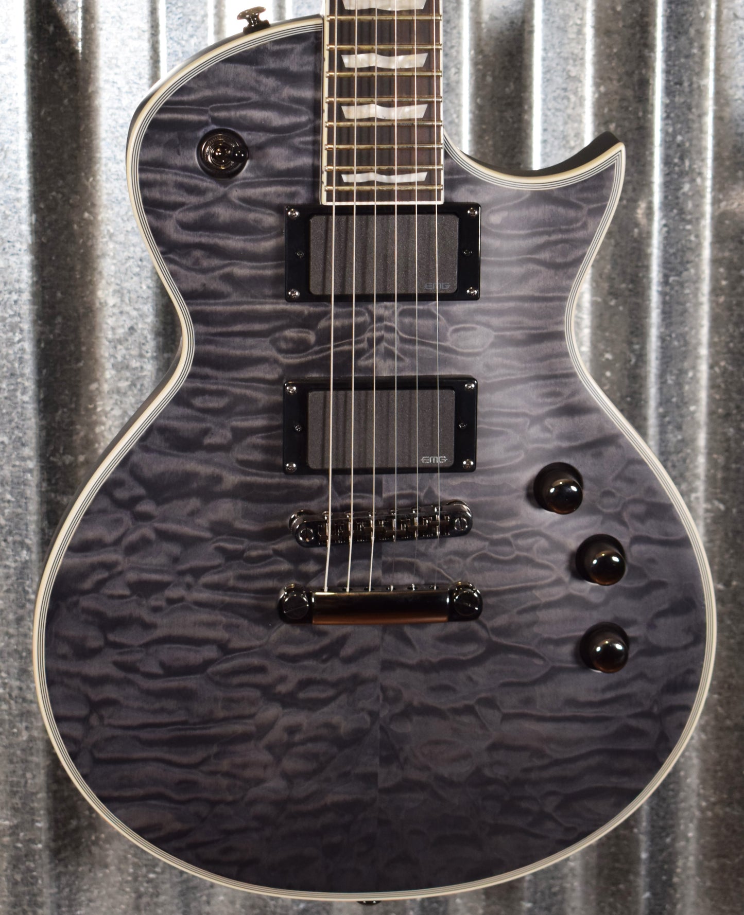 ESP LTD EC-401 Quilt Maple See Thru Black Satin Guitar LEC401QMSTBLKS #2387 Used